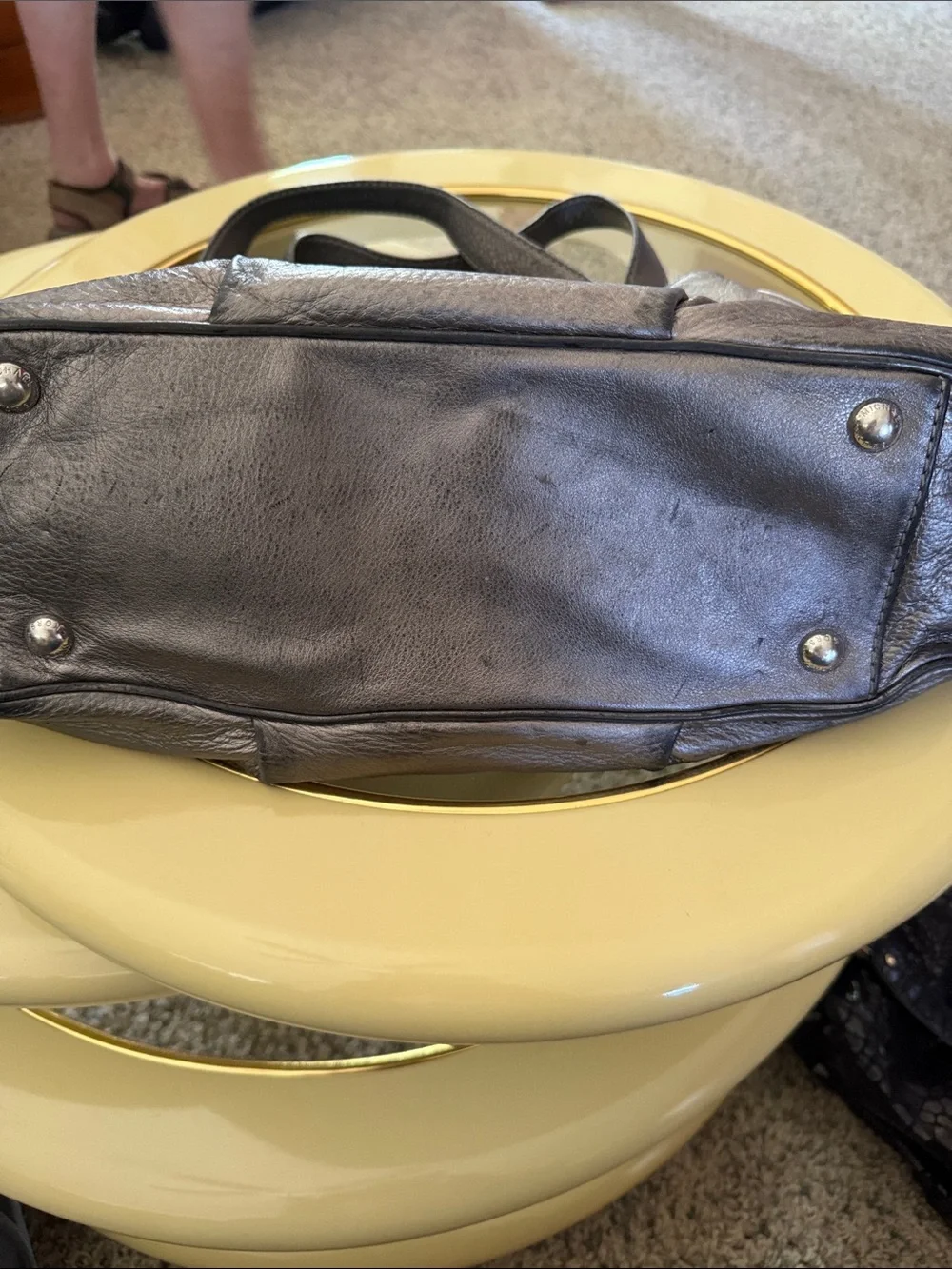 Michael Kors silvery Pebbled Leather Duffel with MK Charm